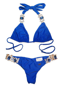 Tina Halter Top & Skimpy Bottom - Blue